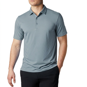 Men's Light <b>Blue</b> Solid Short Sleeve <b>Polo</b> <b>Shirt</b> Knitted Breathable Casual Style Regular Fit - Product Image 2