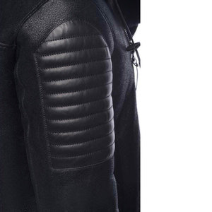 Men's Black Genuine Leather Hooded Biker Jacket With Fur Lining <b>Zip</b> Closure Winter Outerwear - Product Image 5