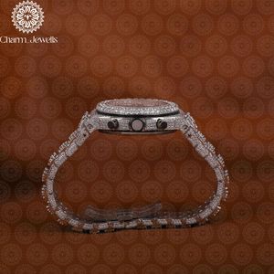 Reloj Mecánico de Lujo para Hombre Charm_Jewells, Caja Tonneau con Incrustaciones de Diamantes, Esfera Analógica de Acero Inoxidable, Cronógrafo de 42 mm - Product Image 2