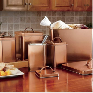 Juego de Tres Recipientes Cilíndricos para Alimentos, Acabado Dorado Cepillado, con Tapa Abatible, a Prueba de Humedad, para Almacenamiento en Despensa, Disponible al por Mayor - Product Image 3