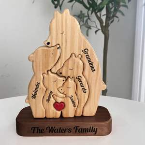 Ensemble de puzzles en bois personnalisés sur le thème de la famille d'ours |   Sculpture artisanale pour la décoration de la maison |   Commandes en gros |   Meilleur prix, fourniture d'usine - Product Image 1