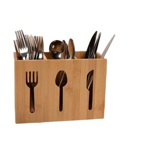 Organizador de Cubiertos de Bambú Moderno, Caja de Almacenamiento Multifuncional para Cucharas, Tenedores y Cuchillos, para Mesa de Cocina o Encimera - Product Image 2