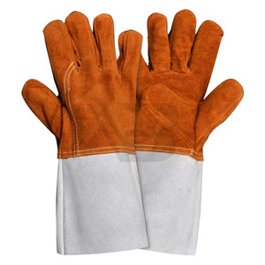 Gants de travail en cuir de vachette de haute qualité pour hommes, 14-16 pouces, rouge, antidérapants, en peau de chèvre, résistants à la chaleur et au feu, pour la soudure - Product Image 4