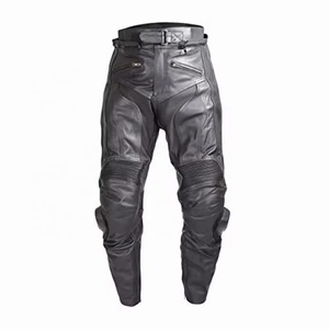 Pantalones de Motocicleta de Cuero para Hombre, Impermeables, para Todas las Estaciones, Ropa de Carreras Negra, Protección Completa - Product Image 1