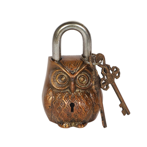 Candado de Latón con Forma de Búho Antiguo, Candado Decorativo Vintage con Llaves de Esqueleto, Decoración Rústica Gótica para el Hogar - Product Image 1