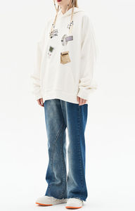 Sudadera unisex gruesa y pesada con capucha, estilo holgado, de felpa, con cremallera larga, verde, de algodón, para invierno, unisex, para trabajo, 100% bordada, mezcla de forro polar, ecológica. - Product Image 6