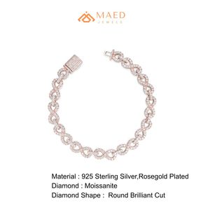 Rose Gold Plated <b>Infinity</b> Link <b>Bracelet</b> with Moissanite Luxury Engagement & Anniversary Jewelry for Unisex Fashion - Product Image 6