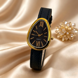 Women's Snake Head Quartz <b>Watch</b>, Gold Tone Leather Strap, Elegant Dress <b>Watch</b> - Product Image 3