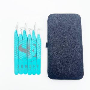 Pince à épiler professionnelle en acier inoxydable personnalisable poudre verte test à la main volume applicateur incurvé - Product Image 2