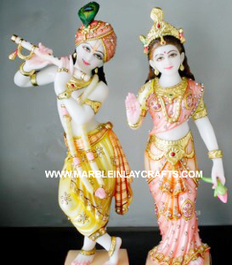 หินอ่อนสีขาว Radha รูปปั้น - Product Image 3