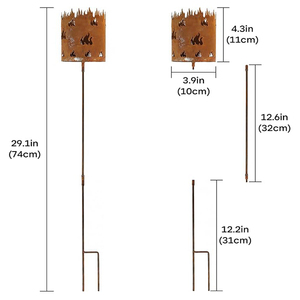 Portavelas Vintage con Diseño de Llama, Paquete de 2 - Portavelas Decorativo de Metal con Pátina de Óxido para Jardín Exterior - Product Image 2