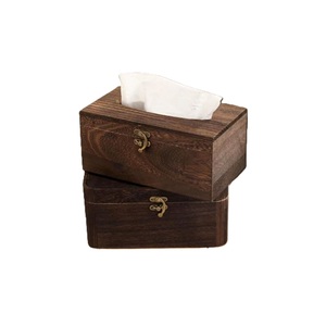 Caja de pañuelos de madera vintage con cierre metálico, acabado marrón oscuro, diseño duradero para decoración de hogar, oficina y baño, caja de pañuelos de nogal vintage - Product Image 4