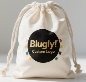 Sacs à cordon en coton pur avec impression de logo personnalisé, 7x9cm, 5oz GSM, pochette en mousseline naturelle, sac à bijoux recyclable pour cadeau, artisanat, thé, bonbons - Product Image 6