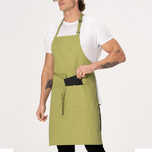 New Design Thick Cotton Twill Chef Apron With Cross Back Straps Comfortable Kitchen <b>Cooking</b> Chef Aprons In Low MOQ - Product Image 3