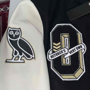 Wholesale Premium Quality Varsity <b>Jacket</b> Men Wool Blend Embroidered Patch Design Black Cream Preppy Style Autumn Wear <b>Jacket</b> - Product Image 6