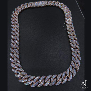 Chaîne cubaine en argent sterling 925 avec moissanite, style hip-hop glacé, plaqué rhodium, collier unisexe pour fête, cadeau - Product Image 3
