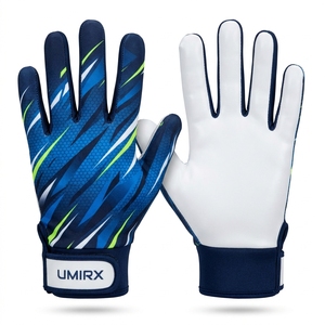 Gants de football personnalisés antidérapants unisexes pour receveur, paume en silicone légère, respirants, à doigts complets, avec fermeture auto-agrippante pour une meilleure adhérence sportive - Product Image 1