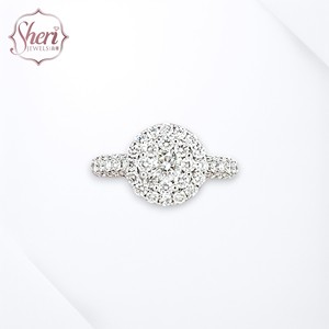 [Sheri Jewels] Anillo de Compromiso Halo Bling Bling de Oro Blanco Sólido de 18K con Diamante Natural de Corte Brillante Redondo, Claridad SI1-2, Regalo para Ella - Product Image 1