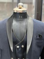 Traje de esmoquin de lujo para hombre, de excelente calidad, negro, transpirable, 100% seda, para verano, con solapa tipo chal, para novio, boda, fiesta