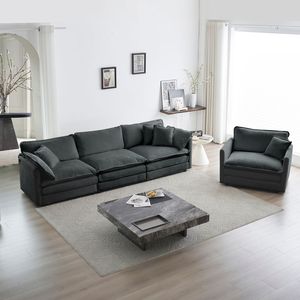 Set di Divani Componibili Moderni a 2 Pezzi Imbottiti per Soggiorno e Appartamento con Seduta Profonda - Product Image 1