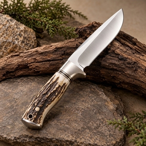 Couteau de chasse à lame fixe de précision, professionnel, personnalisable, robuste, durable, lame en acier inoxydable, manche en acier inoxydable, DIY OEM - Product Image 3