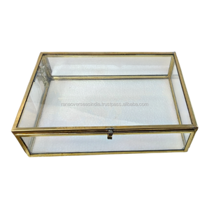 Caja de joyería ecológica de latón y vidrio, estuche transparente para anillos y collares, organizador para tocador. - Product Image 4