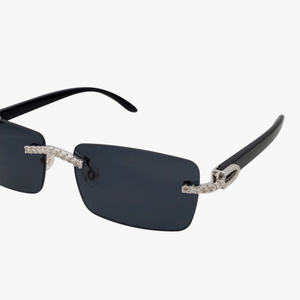 Gafas de Sol Polarizadas Rectangulares Unisex de Alta Calidad TIARAS JEWELS, Sin Montura, Plateadas, con Diamantes Moissanite, Lentes Graduadas UV400 - Product Image 4