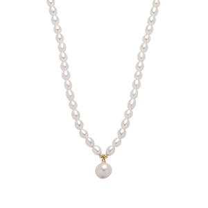 Collier de perles de millet d'eau douce de 4-5 mm pour femmes, pendentif à perle unique haut de gamme, chaîne de clavicule - Product Image 5