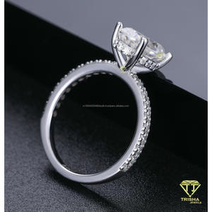 Elegant Oval Cut Moissanite Engagement <b>Ring</b> With Sparkling Accent Band Luxury Bridal Jewelry For Women - Product Image 2