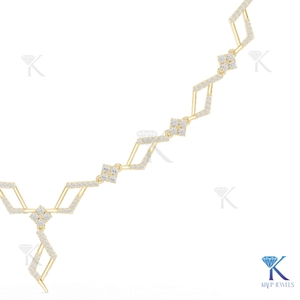 Lab Grown Diamond Open Rhombus <b>Statement</b> <b>Necklace</b> 14K 18K Solid Gold Geometric Drop Pendant Fine Women Jewelry Bridal Gift - Product Image 3