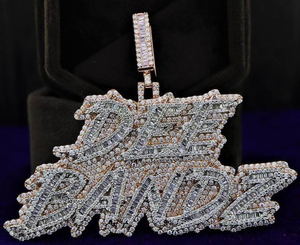 Collier Pendentif Prénom Personnalisé Diamant Givré Style Hip Hop Luxe Baguette Cubaine Bijou Bling Personnalisé Cadeau - Product Image 1