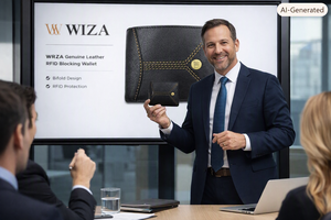 WRIZA Genuine Leather <b>RFID</b> Blocking Bifold <b>Wallet</b> Custom Logo Small Fold Accordion Credit Card Holder Notecase <b>for</b> <b>Men</b> Women - Product Image 3