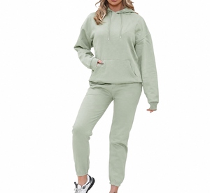 Ensemble de survêtement d'hiver en molleton de coton grande taille respirant à séchage rapide deux pièces pour fitness et jogging, personnalisable avec logo, vente en gros - Product Image 1