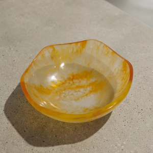 Most beautiful dye casted <b>clear</b> epoxy <b>resin</b> fruit bowl for luxury home, office and restaurant <b>Resin</b> gift bowl scallop edges - Product Image 1