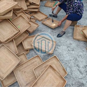 Nueva Bandeja Rectangular de Ratán Sostenible con Borde Elevado para Servicio de Hotel y Catering, Venta al Por Mayor, Proveedor Ecológico - Product Image 6