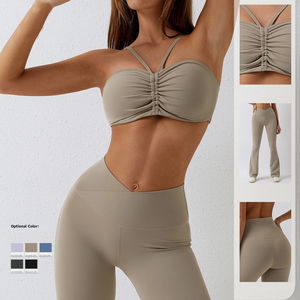 Conjunto de Yoga de Verano Personalizado de Alta Calidad para Mujer, Tallas Grandes, con Cinturón de Encaje Lavado, Ropa Deportiva para Fitness, Gimnasio y Running, Modelo 2026 Personalizado Frontal - Product Image 5