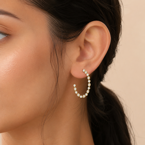 Pendientes de Aro de Lujo con Diamantes Cultivados en Laboratorio, Chapados en Oro Amarillo de 18K, Corte Brillante Redondo, Minimalistas, para Uso Diario, Regalo para Mujer, para Fiestas - Product Image 1