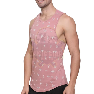 Débardeur rose sans manches pour homme, col rond, tricoté, imprimé, décontracté, respirant, en polyester - Product Image 5
