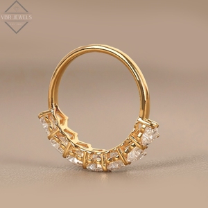 Anillo de Eternidad de Diamantes con Corte Corazón de Lujo, Oro Amarillo, Engaste de Garras, Anillo de Boda para Mujer, Regalo de Joyería Nupcial para Aniversario - Product Image 3