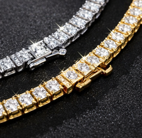 Collier tennis de luxe géométrique en argent sterling 925 / argent Tai avec moissanite, chaîne maille glacée, bijoux hip-hop unisexe 6 mm