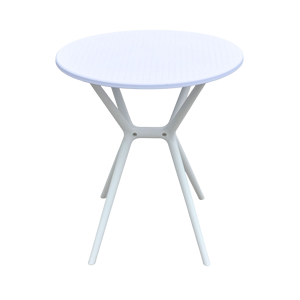 White <b>Round</b> Outdoor <b>Table</b> Plastic Eco-Friendly Modern Design Durable Frame <b>Garden</b> Cafe Use 1 Year Warranty - Product Image 1