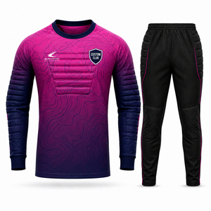 Ensemble de maillot de football à manches longues pour homme, sublimé, respirant, coupe athlétique, uniforme de gardien de but pour adulte, coudes rembourrés - Product Image 1