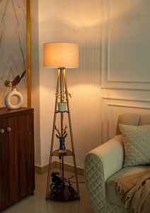 3 <b>Shelves</b> Floor <b>Lamp</b> Wholesale Brass Antique Finish Manufacturer Custom 5 Feet Height Standing Light OEM ODM - Product Image 6