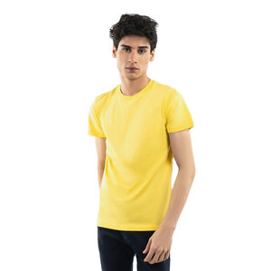 Camiseta de Hombre 100% Algodón, Cuello Redondo, Manga Corta, Corte Regular, Antiarrugas, Transpirable, Ecológica, Color Amarillo, Estilo Urbano - Product Image 4