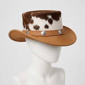 Sombrero de vaquero con estampado de vaca, banda de piel sintética, unisex, para adultos, primavera, otoño, estilo informal para exteriores, 56-58 cm - Product Image 4