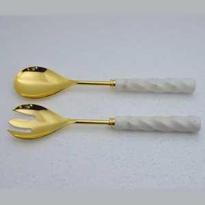 Cucharas Modernas de Lujo de Acero Inoxidable con Mango de Resina, Aptas para Lavavajillas, Utensilios de Cocina para Fiestas y el Hogar - Product Image 1