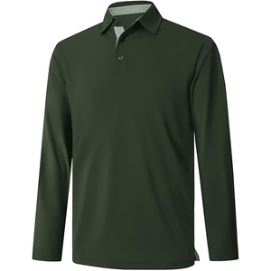 Polo en tricot à manches longues pour homme, couleur unie, style décontracté, bordeaux - Product Image 3