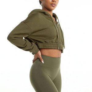 Plain Pullover Design <b>Women</b> Crop <b>Top</b> Hoodie Cotton Fleece Long Sleeve <b>Winter</b> Sweatshirt Breathable Quick Dry for Sports Casual - Product Image 5