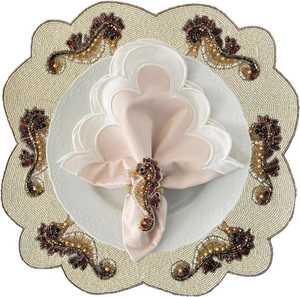 Handmade Embroidered <b>Beaded</b> <b>Placemat</b> Elegant Dining Table Decoration Accessory - Product Image 6