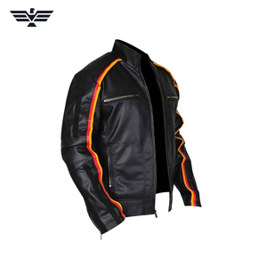 Chaqueta de Motociclista Bomber de Cuero Genuino Negro para Hombre, Marca EMPIRE TREND WEARS, Ecológica, con Cuello Alto y Cierre de Cremallera - Product Image 2